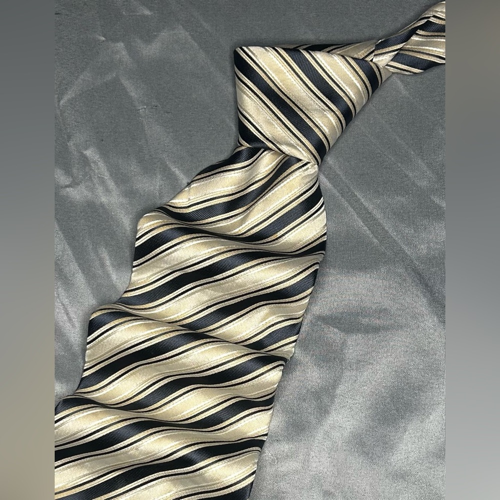 Men’s Paul Smith Vintage Vtg 90s Blue Cream Striped Silk Italy Designer Tie